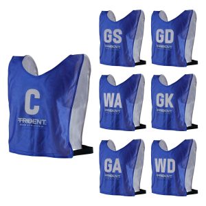 Trident Reversible Netball Bibs Set – Blue/White (Senior)