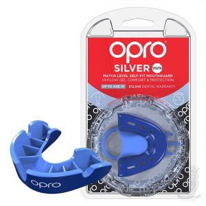 Opro Gen 4 Silver Mouthguard – Blue (Junior)