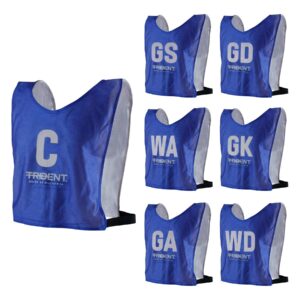 Trident Reversible Netball Bibs Set – Blue/White (Senior)