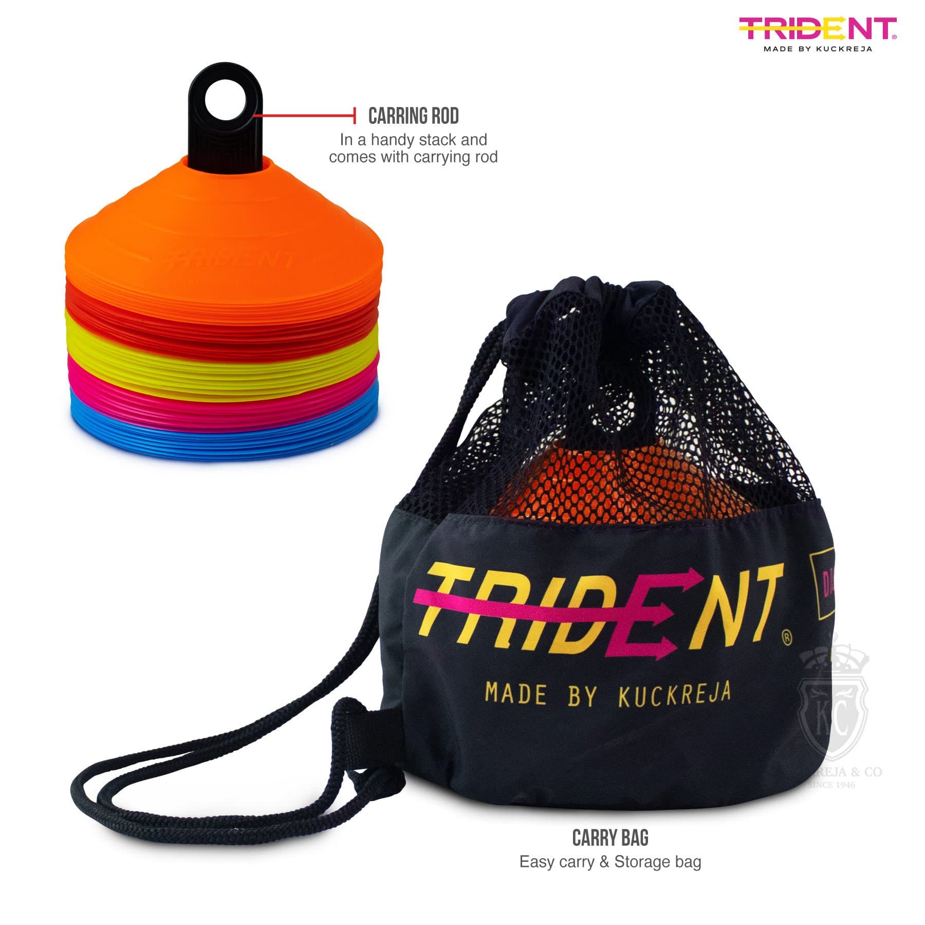 Trident Premium Disco Cone Set – 50 Pieces (Multicolour) - Skoolah