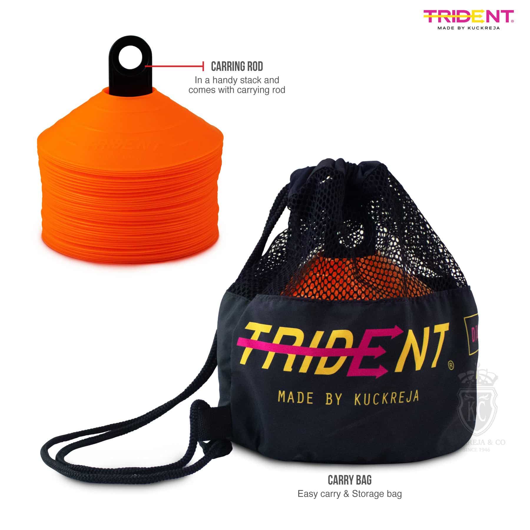 Trident Premium Disco Cone Set – 40 Pieces (Orange) - Skoolah
